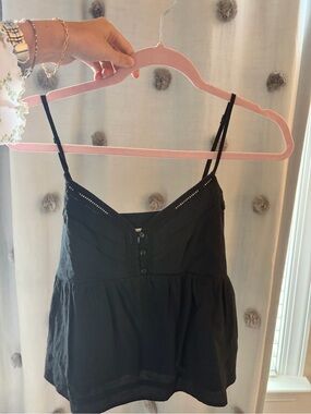Universal Thread Black Crochet-Trim Spaghetti Tank
